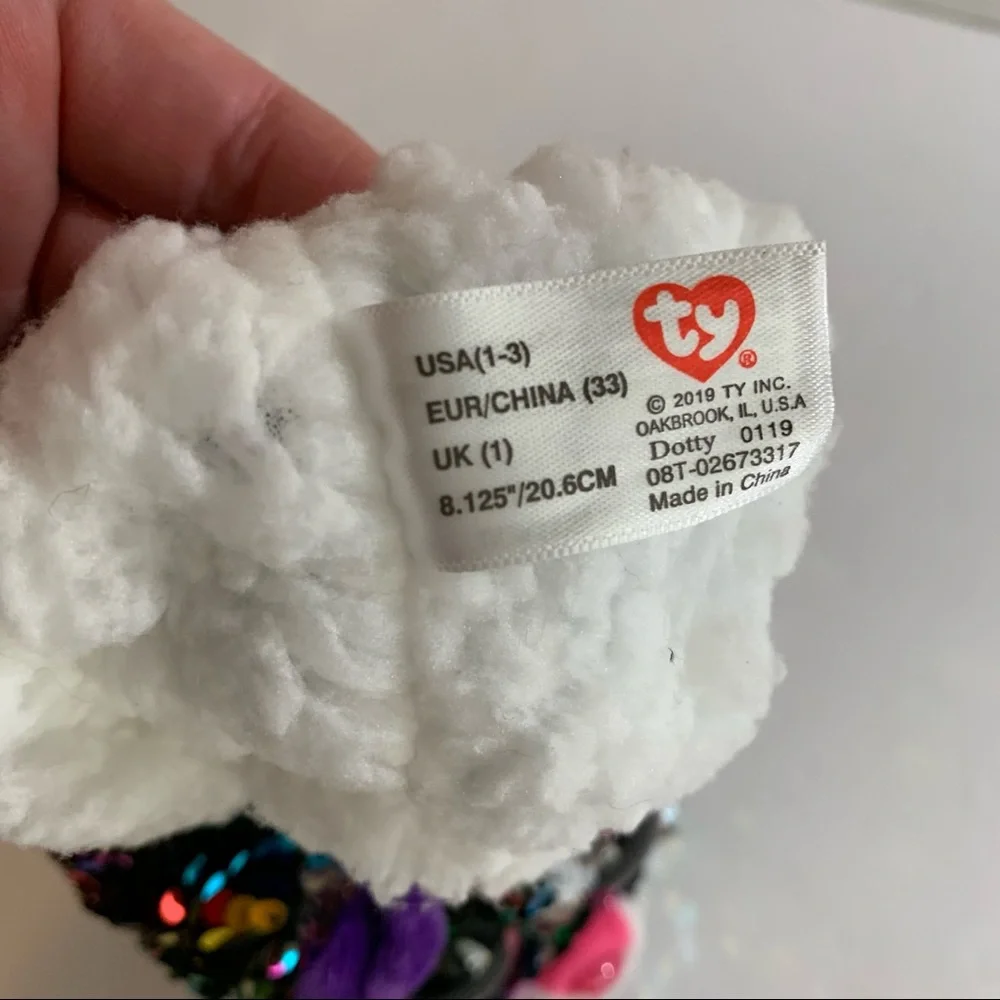 Ty beanie boos dotty youth 1-3 slippers grip sequin flip fleece lined socks
